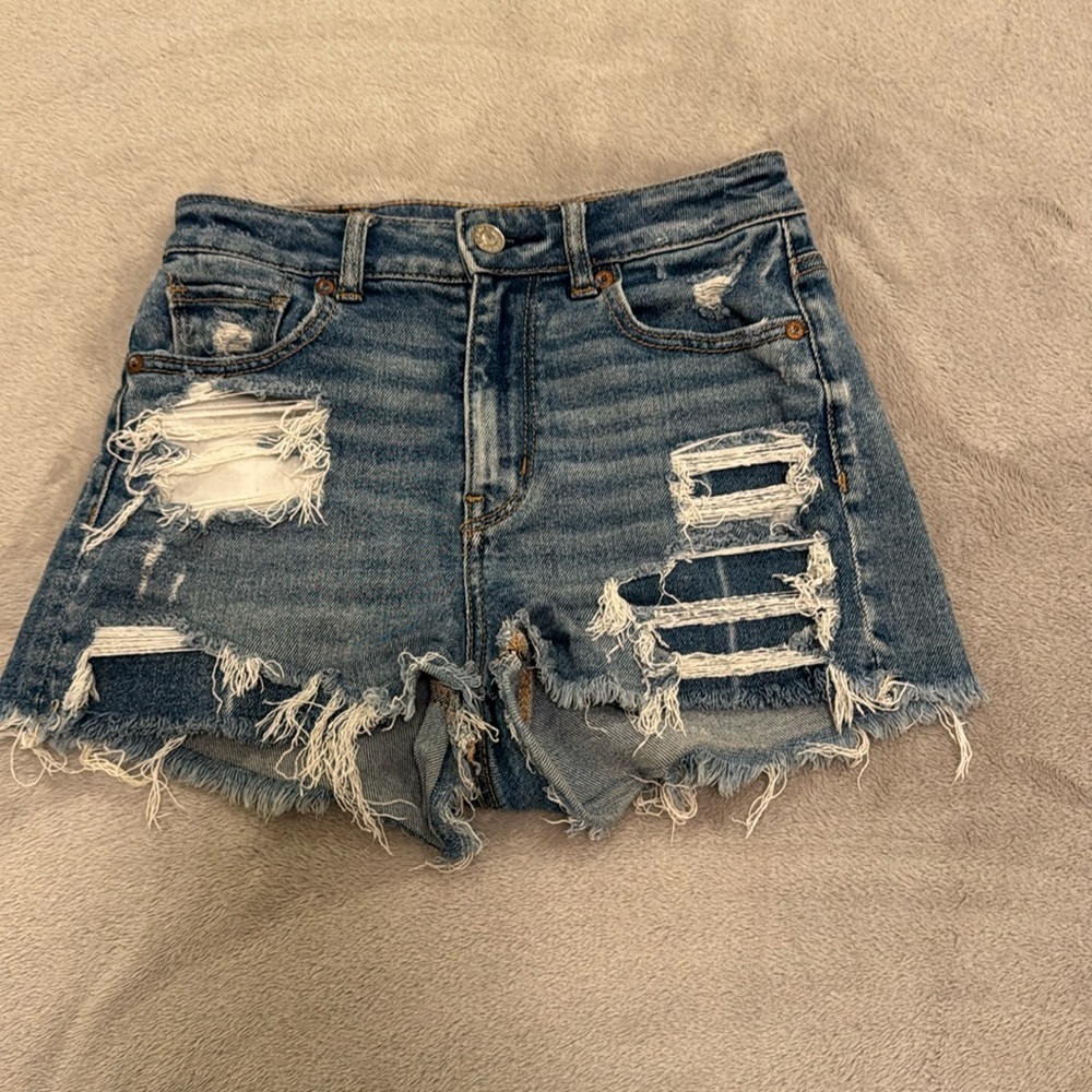 XS high rise blue-jean American Eagle shorts